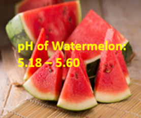 pH of Watermelon: 5.18 – 5.60